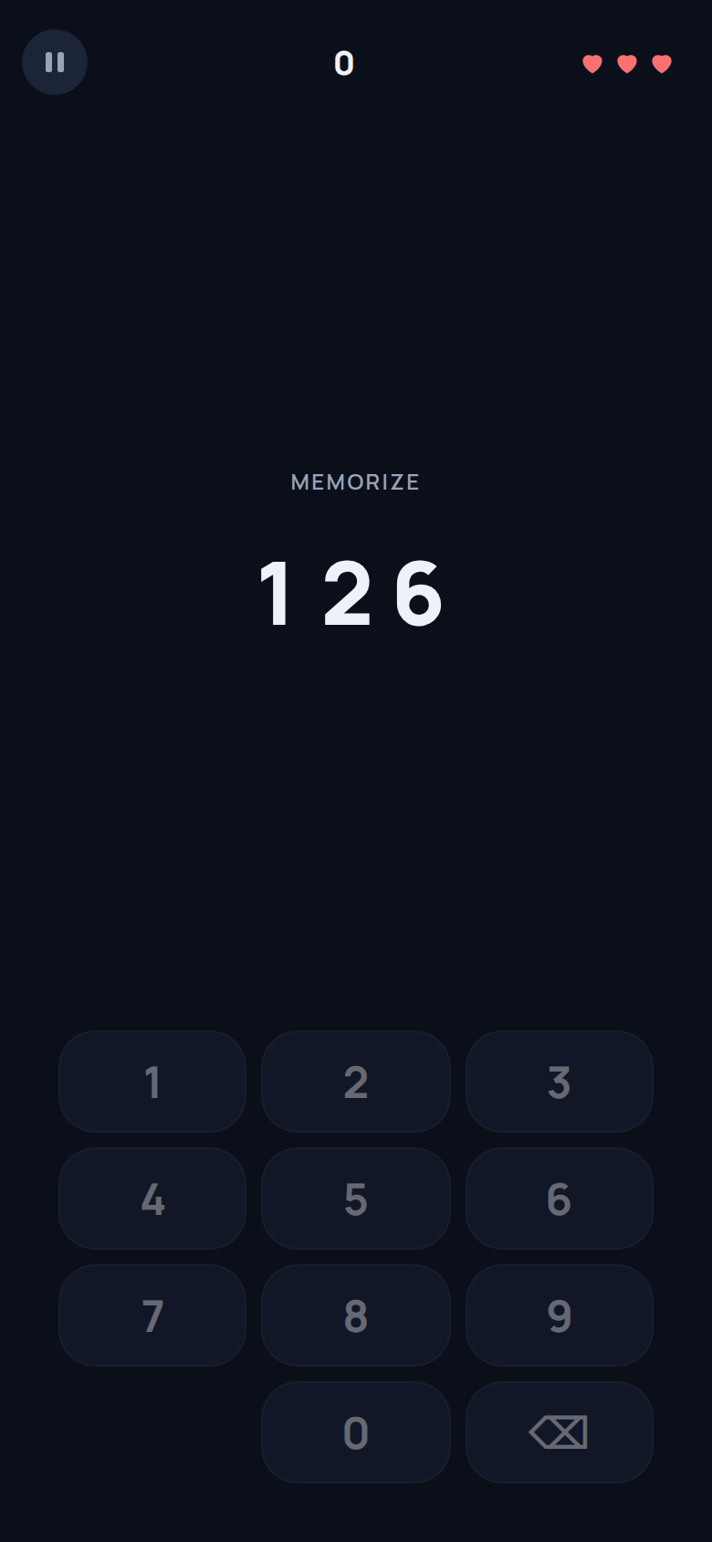 Number Span gameplay on iPhone