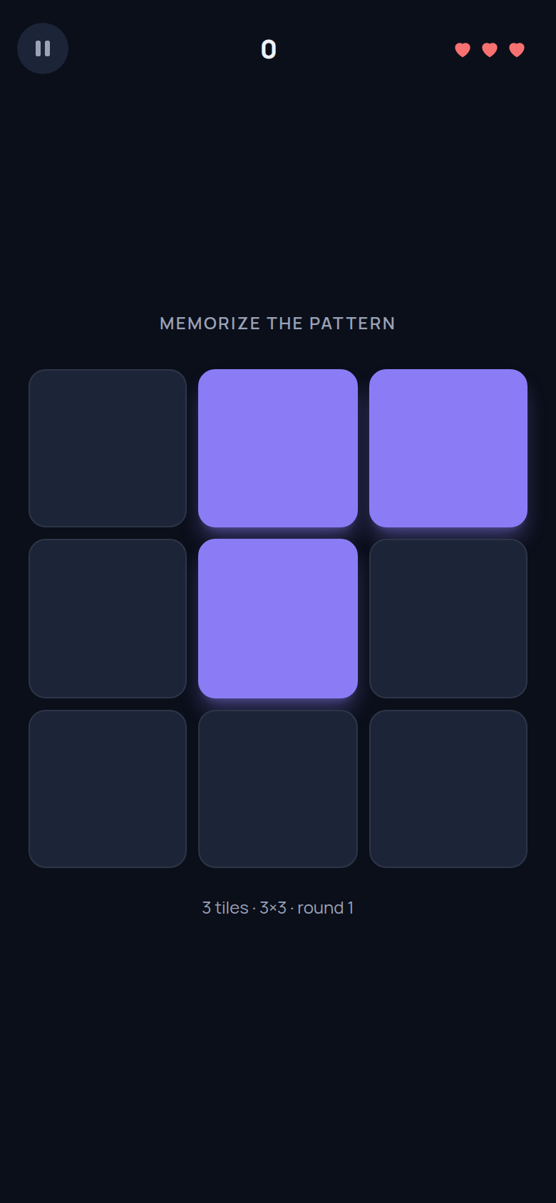 Tile Recall gameplay on iPhone